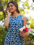 Blue Pure Cotton Abstract Printed A-line Dress